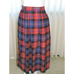 Vintage JC Penny Plaid Pleated Skirt Size 10 Red/Blue/Purple/Teal/Yellow